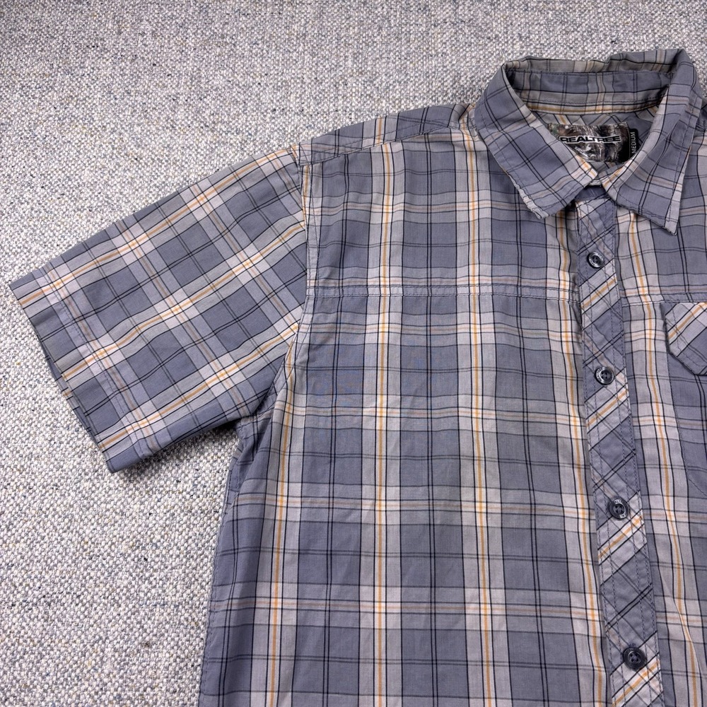 Realtree Shirt Men's M Gray Plaid Short Sleeve Button Up Camp - Picture 4 of 7